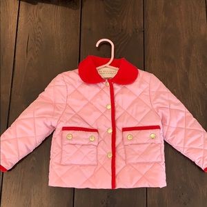 TBBC pink and red quilted corduroy puffer jacket